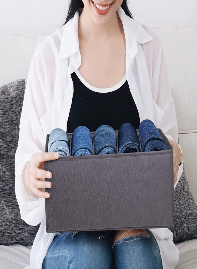 TEKCOOL منظم خزانة ملابس من TEKCOOL مكون من 10 قطع، صندوق تخزين لتنظيم الملابس، منظم خزانة للملابس، منظم أدراج للقمصان والسراويل والتيشيرتات والجينز، اللون رمادي - Image 2